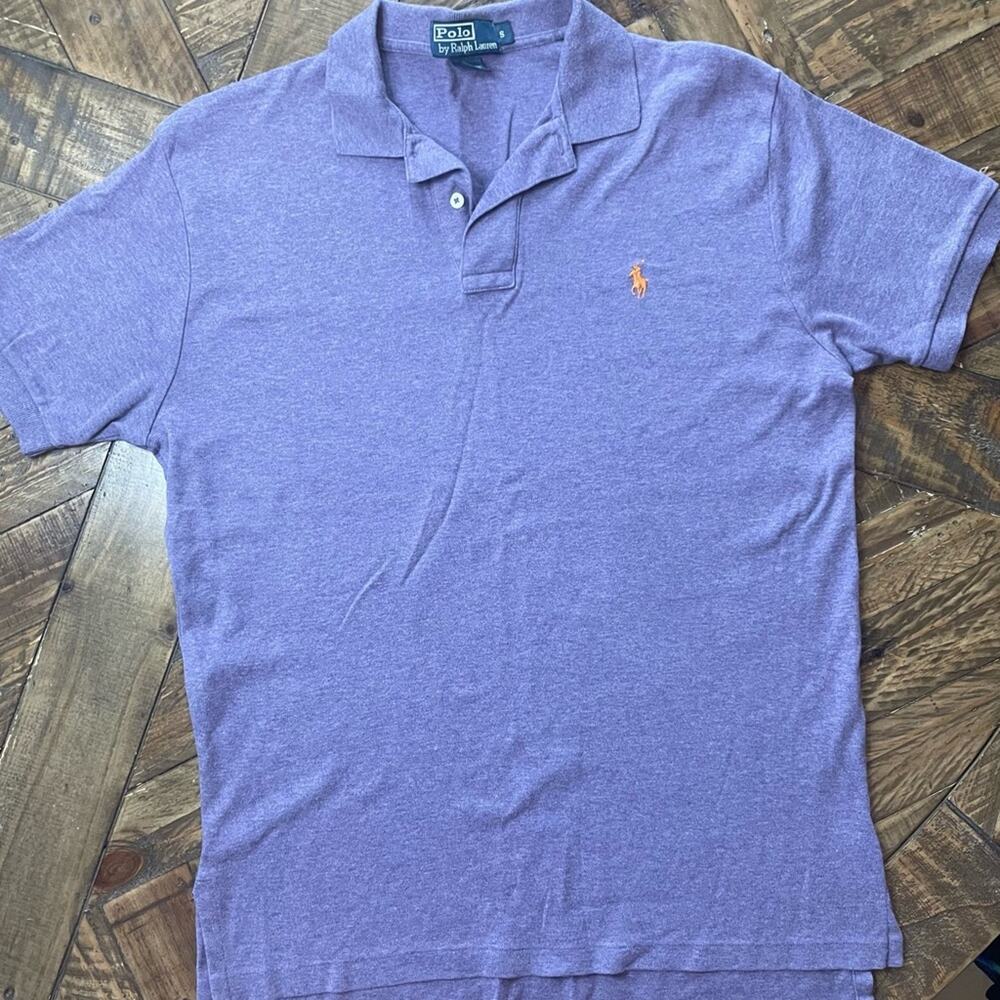  Polo Ralph Lauren Men Purple Heather Short Sleeve Polo Shirt Sm Orange Pony